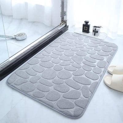 Matten Antislip Tapijten Kasseien Reliëf Badkamer Bad Bij Waskom Badkuip Zijkant Vloerkleed Doucheruimte Deurmat Memory Foam 40x60cm white