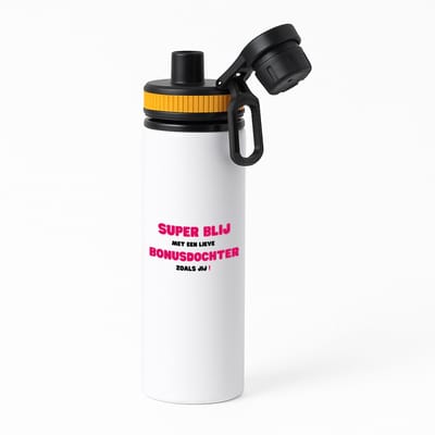 Hacebo® - super blij met een lieve bonusdochter zoals jij waterfles met draaidop oranje - Dochter - de liefste bonusdochter - verjaardag - cadeautje voor dochter - dochter artikelen - kado - geschenk - water fles - 850ML