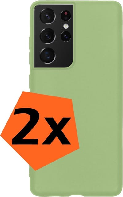 Hoes - 2 Stuks - Geschikt voor Samsung Galaxy S21 Ultra - Sterk & Shockproof - Case Siliconen - Back Cover - Telefoon Hoes - Groen