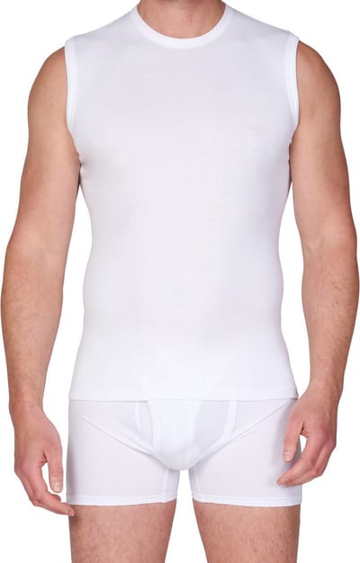 Beeren Mouwloos shirt met ronde hals - kleur wit - 100 % katoen - Maat L