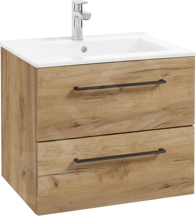 Kielle Vega - Kast inclusief wastafel, 60x50x46 cm, 2 laden, goud eiken 50018S61