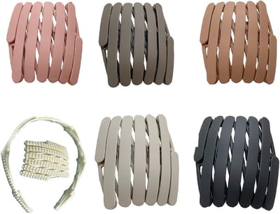 Set van 6 Plastic Haarbanden, Antislip Sport Haarbanden met Glad Tanden, Flexibel en Modebewust voor Yoga en Buitenactiviteiten