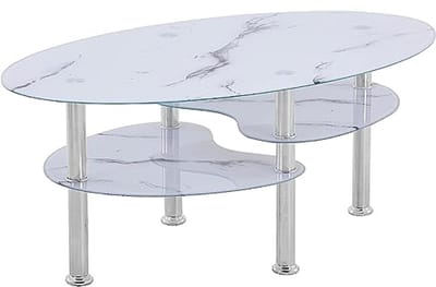 Moderne Glazen Salontafel met 8 mm Veiligheidsglas en Facetgeslepen - Perfect als Woonkamertafel of Bijzettafel (98 x 58 x 42 cm)