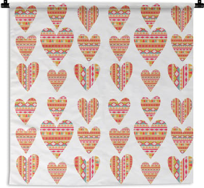 Wandkleed - Wanddoek - Hart - Zuid-Amerika - Patronen - 180x180 cm - Wandtapijt