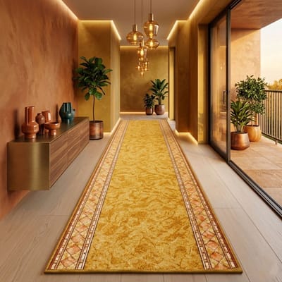 FLOORDIREKT Tapijtloper Rügen - voor Keuken, Hal & Woonkamer - Tapijtloper per Meter - Hal Tapijt - Keukenloper - Beige - 80 x 650 cm - Oosters Patroon