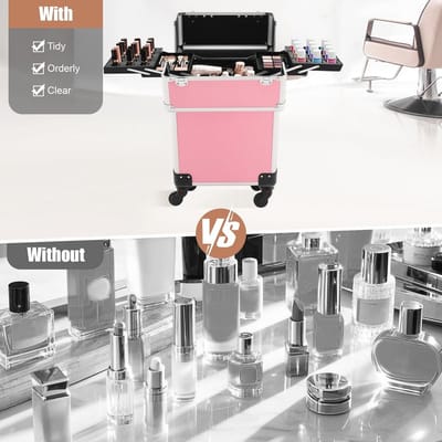 Cosmetica Trolley - Make-up Koffer Rolbaar - Professioneel Gebruik - Afsluitbaar met Sleutels - 34 x 24 x 47 cm