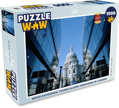 Puzzel Britse kathedraal tussen glazen gebouwen in Londen - Legpuzzel - Puzzel 1000 stukjes volwassenen