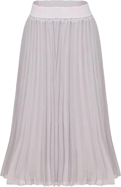Elegante Grijze Midi Rok voor Dames met Plissé, Elastische Taille voor Zomer en Feestjes