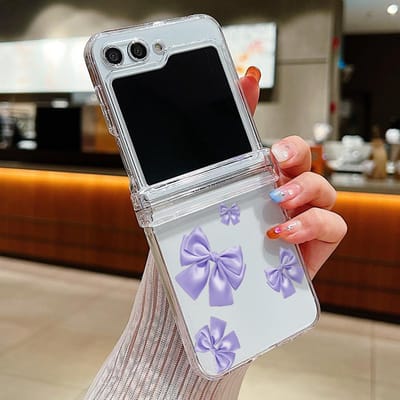 Coque transparente à motif nœud papillon pour Samsung Galaxy Z Flip 6, 5, 4, 3, 5G, rigide et pliable, compatible avec Samsung Z Flip5, Flip4, Flip6 For Samsung Galaxy Z Flip 3