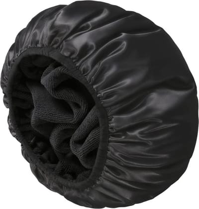 Luxe Douchemuts met Badstof Voering voor Dames - Shower Cap - Droog haar - Douchekapje - Zwart
