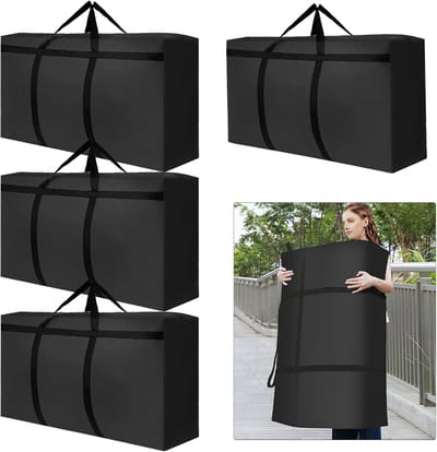 Thijox - 4 Stuks 180L Grote Opbergtas - Waterdichte Heavy Duty Verhuistas met Rits - 600D Oxford Opbergzakken voor Kleding, Beddengoed, Dekbed en Deke