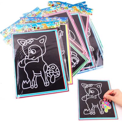 10 pcs Cartes de Peinture Magique à Gratter pour Enfants Gribouillis Jouets pour Garçons Filles Apprentissage Éducatif Précoce Jouets de Dessin pour Enfants gray