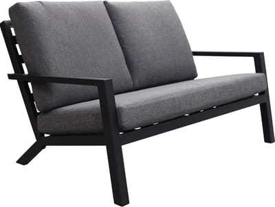Loungebank Bezano | 2-persoons | Matt Black/Grey | Aluminium
