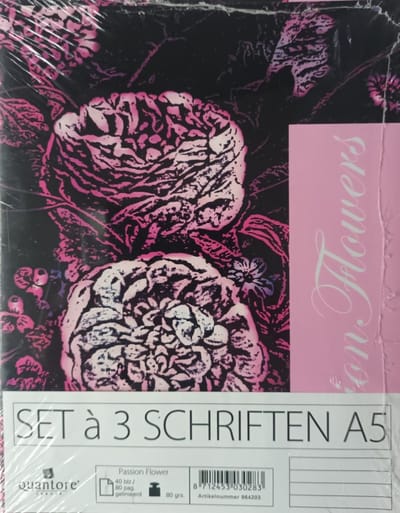 Schrift - Schoolschrift - 3 stuks - Flowers - Lijn - Gelinieerd - 40vel - 80 pagina - 80grams -Quantore