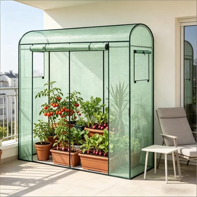 MODFU - Kweekkas - Gebogen Dak En 360° Ventilatie - Voor Balkon En Tuin - Staal En PE - Groen - 170 X 68 X 200 Cm