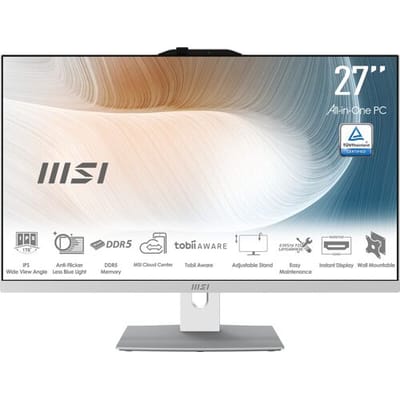 MSI Modern AM272P 1M-847EU Intel Core 5 120U 68,6 cm (27") 1920 x 1080 Pixels Alles-in-één-pc 8 GB DDR5-SDRAM 512 GB SSD Windows 11 Pro Wi-Fi 6E (802.11ax) Wit