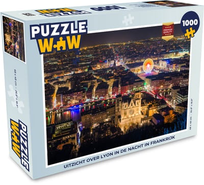 Puzzel Uitzicht over Lyon in de nacht in Frankrijk - Legpuzzel - Puzzel 1000 stukjes volwassenen