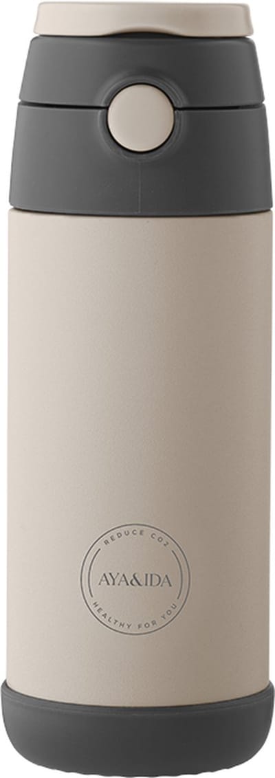 AYA & IDA - Drinking Bottle - Thermosfles - Waterfles - KIDS straw - 350ml - CREAM BEIGE