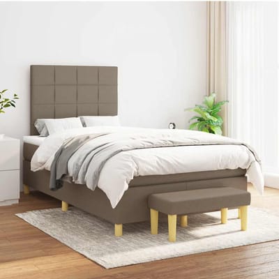 vidaXL - Boxspring - met - matras - stof - taupe - 120x190 - cm