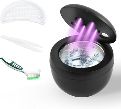 Ultrasone Reiniger - Tandheelkundige Pod - Mondhygiëne Onderhouden - 4 UV Lampen - 200 ml - Zwart