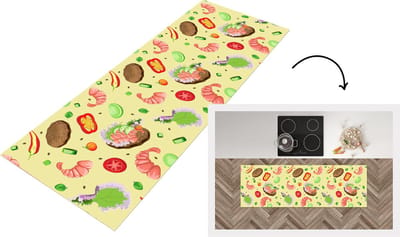 Keukenloper - Loper keuken - Patroon - Eten - Groente - 150x50 cm - Keukenloper vinyl