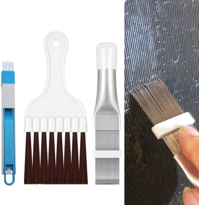 Reinigingsset voor airconditioning,2 stuks,Reiniging van filters voor airconditioning, lamellenkam van roestvrij staal, borstel voor radiator, vinreiniger, metaalreparatie van de radiator