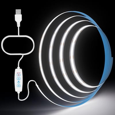 COB LED-strip - Flexibele verlichting - Decoratieve verlichting - Dimbare USB-controller - 1 meter - Koud Wit