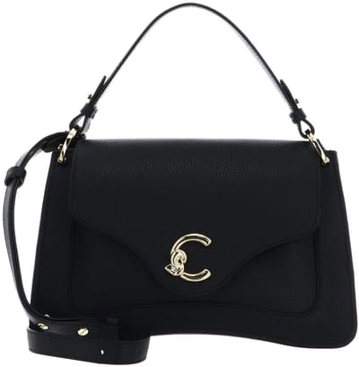 COCCINELLE Leren schoudertas handtas C-Me Handbag Grained Leather Noir zwart