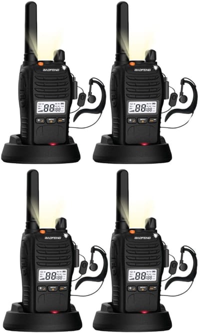 Set van 4x Baofeng E88 PMR portofoons met display - Geen vergunning nodig - Met display en headsets - Walkie Talkie - E88 portofoon