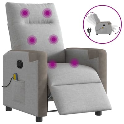 vidaXL - Massagestoel - elektrisch - verstelbaar - stof - wolk - grijs