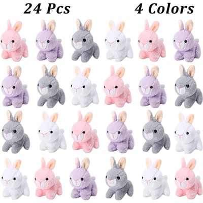 12-2s Peluches Lapin de Pâques Mignon Animal Lapin Poupée en Peluche Remplisseurs de Panier de Pâques Cadeau pour Enfants Lapins Animal Lapin Poupée 4 Colors