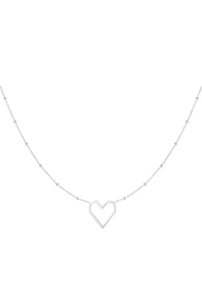 Ketting hart met dots - zilver