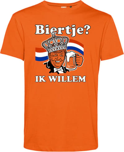 T-shirt Biertje? Ik Willem | Koningsdag kleding | oranje t-shirt | Oranje | maat XS