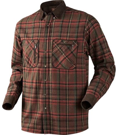 Härkila red check outdoorhemd jacht hemd flanelle hemd houthakkershemd maat L