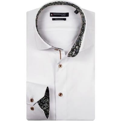 Giordano Overhemd Maggiore Semi Cutaway Two-Ply Plain Twill Subtle Contrast Optical White / male
