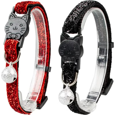 Duvoplus - Halsband Voor Dieren - Kat - Kattenhalsband Glitter 2 Nylon 20-30cm / 10mm Gemengde Kleuren - 1st