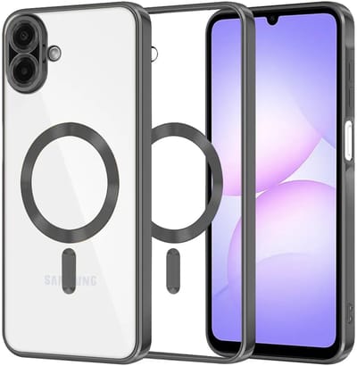 Hoesje geschikt voor Samsung Galaxy A07 4G - Techsuit Luxury Crystal Back Cover - Geschikt voor MagSafe - Transparant/Zwart