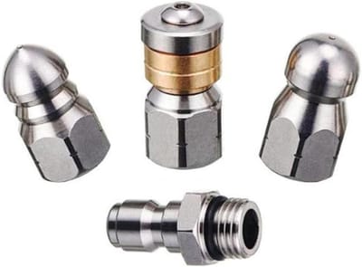 Roterende Pijp Set - Schoonmaak Jets - Leidingen Reinigen - Corrosiebestendig Roestvrij Staal - 1/4 Inch - Zilver