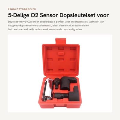 Dailygoods- Zuurstofsensor Dopsleutel Set - 5-delige Gereedschapset - Hoogwaardig Chroom-Molybdeenstaal - Duurzaam - Auto Onderhoud - Ideaal voor Professionele Monteurs