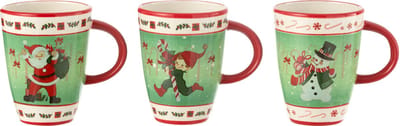 J-Line mok kerstmis Dolomite - keramiek - mix - 3 stuks