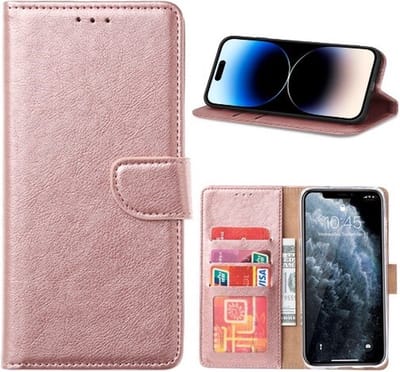 Cityhoesje - iPhone 16 Pro Max Book Case – Hoesje – Magneetsluiting – Roségoud