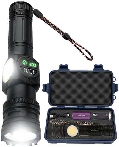 ODESSEY Militaire Zaklamp - LED Oplaadbaar - Powerbank - Magneet - COB-Verlichting - met Polsband - Zaklampen - Kind - Zwart