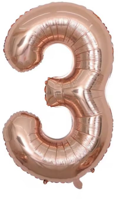 New Age Devi - Cijferballon - Folieballon - 70cm - Rose Goud - Cijfer 3