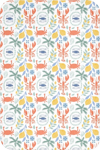Badmat 60x90 cm - Antislip - Patroon - Wit - Illustraties - Mediterraans - Badmatten voor badkamer - Badkamermat - Douchemat - Badkamer mat