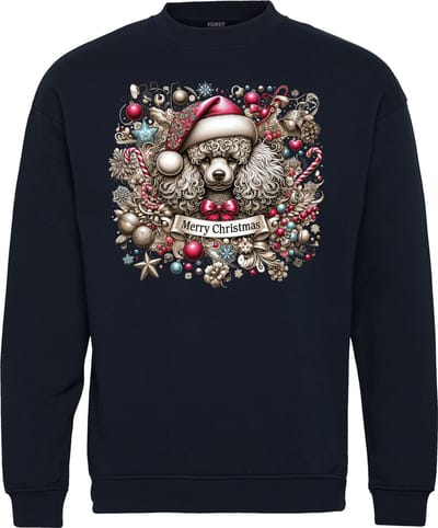 Kersttrui Kerst Poedel | Foute Kersttrui Dames Heren | Kerstcadeau | Kerstpakket | Navy | maat XS