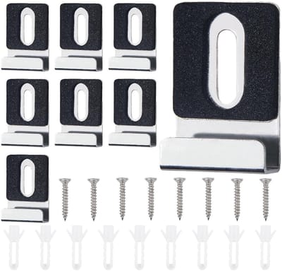 Cosensi- Spiegelhouderclips 8 stuks - Roestvrij Staal - Robuuste Spiegelhangers - Antislip Rubberen Pads - Voor Wandtegels - Voor Zware Spiegels - Spiegelclips