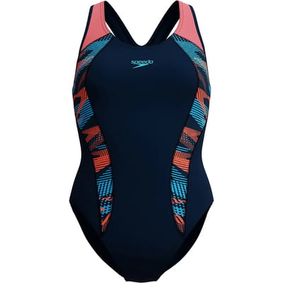 Speedo Placement Laneback Dames Sportbadpak - Marine/Oranje