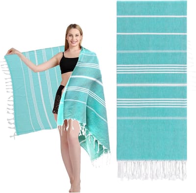 Grote, zachte strandhanddoek voor mannen en vrouwen, sneldrogend, gestreept katoen, perfect voor vakantie en strandgebruik