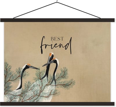 Posterhanger incl. Poster 40x30 cm - Schoolplaat - Japandi - Quotes - Best friend - Beste vrienden - Spreuken - Textielposter - Zwarte latten