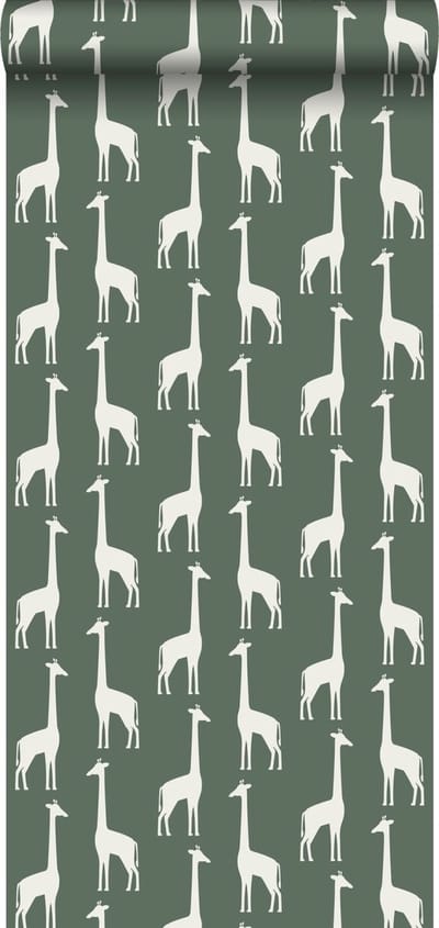 ESTAhome behang giraffen donkergroen - 53 cm x 10.05 m - 139060
